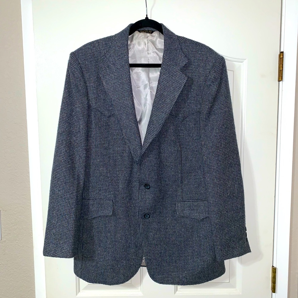 Vintage Tweed Wool Western Elbow Patch Coat Gem